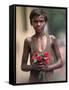 A Street Urchin, Name Unknown, Waits in Line Outside St. Thomas' Church with a Bouquet of Flowers-null-Framed Stretched Canvas