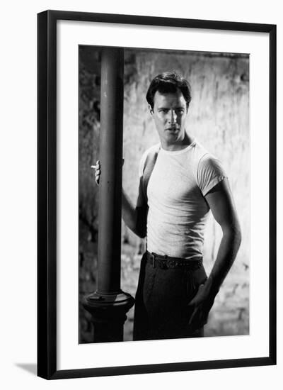 A STREETCAR NAMED DESIRE, 1951 directed by ELIA KAZAN with Marlon Brando (b/w photo)-null-Framed Photo