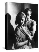 A STREETCAR NAMED DESIRE, 1951 directed by ELIA KAZAN with Vivien Leigh and Marlon Brando (b/w phot-null-Stretched Canvas