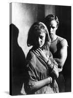 A STREETCAR NAMED DESIRE, 1951 directed by ELIA KAZAN with Vivien Leigh and Marlon Brando (b/w phot-null-Stretched Canvas