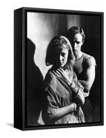 A STREETCAR NAMED DESIRE, 1951 directed by ELIA KAZAN with Vivien Leigh and Marlon Brando (b/w phot-null-Framed Stretched Canvas