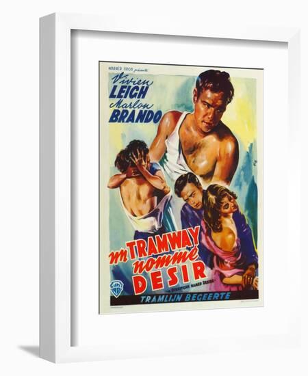 A Streetcar Named Desire, Belgian Movie Poster, 1951-null-Framed Art Print