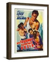 A Streetcar Named Desire, Belgian Movie Poster, 1951-null-Framed Art Print