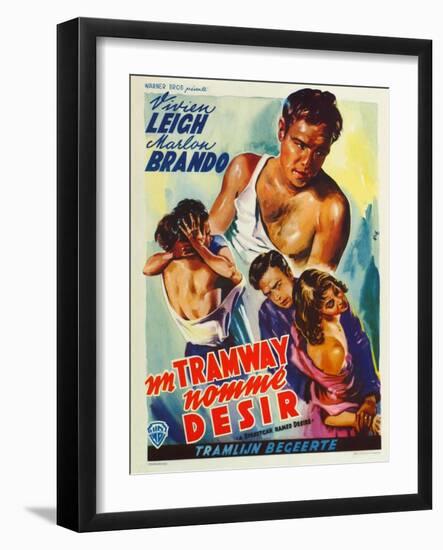 A Streetcar Named Desire, Belgian Movie Poster, 1951-null-Framed Art Print