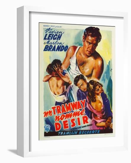 A Streetcar Named Desire, Belgian Movie Poster, 1951-null-Framed Art Print