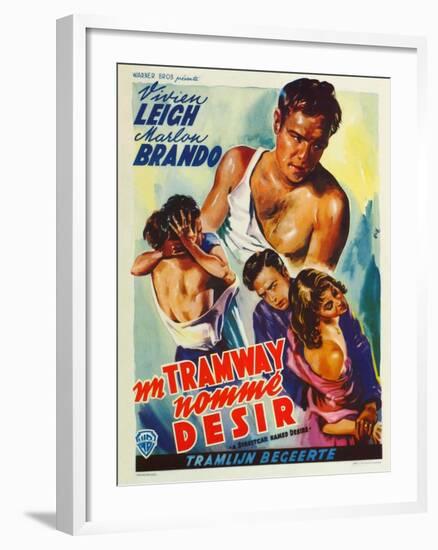 A Streetcar Named Desire, Belgian Movie Poster, 1951-null-Framed Art Print