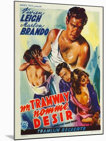 A Streetcar Named Desire, Belgian Movie Poster, 1951-null-Mounted Art Print