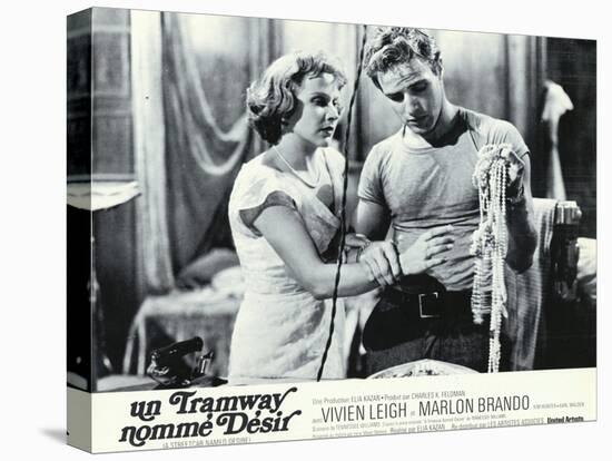 A Streetcar Named Desire, French Movie Poster, 1951-null-Stretched Canvas