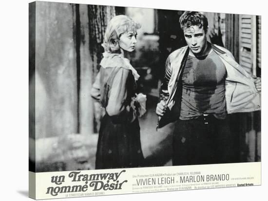 A Streetcar Named Desire, French Movie Poster, 1951-null-Stretched Canvas