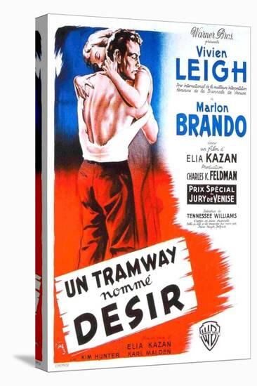 A Streetcar Named Desire, French Movie Poster, 1951-null-Stretched Canvas