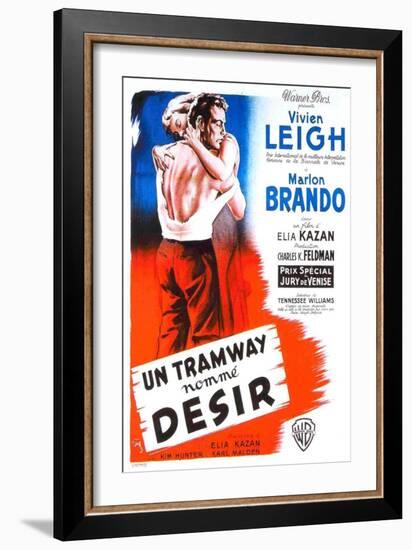 A Streetcar Named Desire, French Movie Poster, 1951-null-Framed Art Print