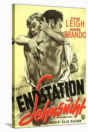 A Streetcar Named Desire, German Movie Poster, 1951-null-Stretched Canvas