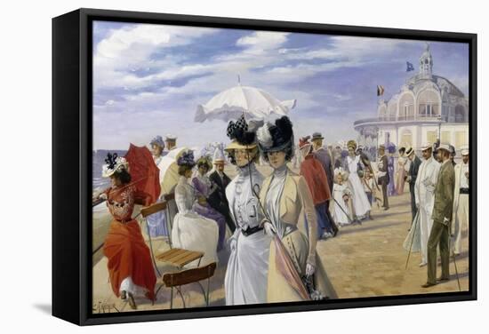 A Stroll at the Seaside, Ostend-Carl Hermann Kuechler-Framed Stretched Canvas