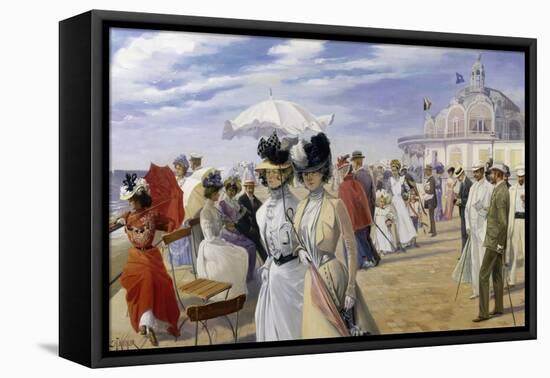 A Stroll at the Seaside, Ostend-Carl Hermann Kuechler-Framed Stretched Canvas