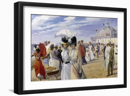 A Stroll at the Seaside, Ostend-Carl Hermann Kuechler-Framed Giclee Print