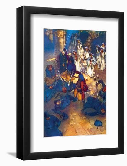 A Struggle Ensues Between Pirates and Police-Sir William Russell Flint-Framed Art Print