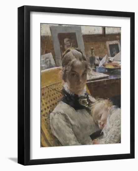 A Studio Idyll: The Artist's Wife and their Daughter Suzanne, 1885-Carl Larsson-Framed Giclee Print