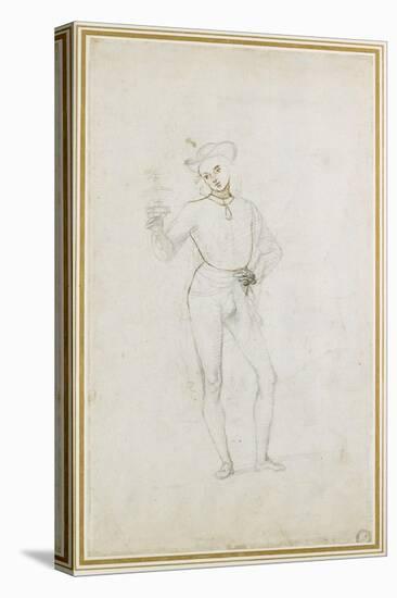 A Study for a Figure in an Adoration of the Magi (Black Chalk with Pen and Brown Ink on White Paper-Pietro Perugino-Stretched Canvas