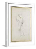 A Study for a Figure in an Adoration of the Magi (Black Chalk with Pen and Brown Ink on White Paper-Pietro Perugino-Framed Giclee Print