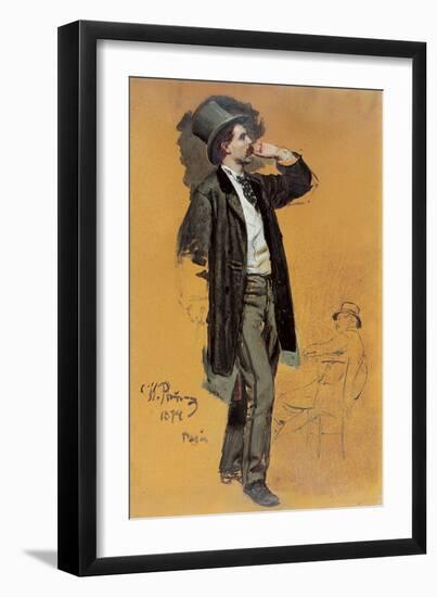 A Study for 'A Parisian Cafe' (1875): Gentleman Standing and Jean-Leon Gerome (1824-1904)-Ilya Efimovich Repin-Framed Giclee Print