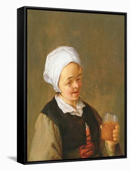 A Study of a Woman Drinking-Adriaen Jansz. Van Ostade-Framed Stretched Canvas
