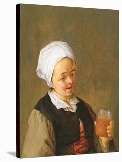 A Study of a Woman Drinking-Adriaen Jansz. Van Ostade-Stretched Canvas