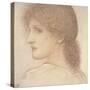 A Study of a Woman's Head, Turned to the Left, 1868 (Red Chalk on Paper)-Edward Burne-Jones-Stretched Canvas