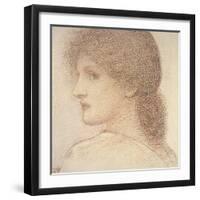 A Study of a Woman's Head, Turned to the Left, 1868 (Red Chalk on Paper)-Edward Burne-Jones-Framed Giclee Print