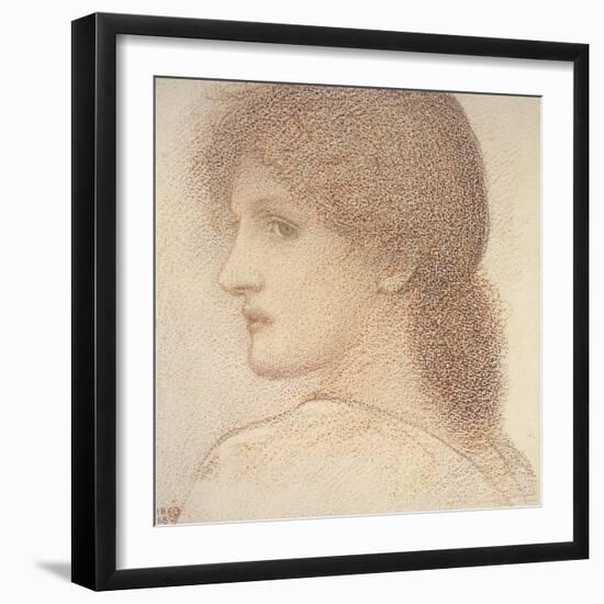 A Study of a Woman's Head, Turned to the Left, 1868 (Red Chalk on Paper)-Edward Burne-Jones-Framed Giclee Print