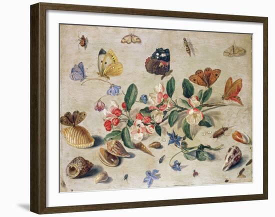 A Study of Flowers and Insects-Jan Van, The Elder Kessel-Framed Giclee Print