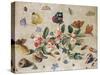 A Study of Flowers and Insects-Jan Van, The Elder Kessel-Stretched Canvas