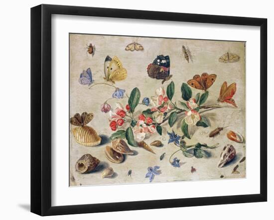 A Study of Flowers and Insects-Jan Van, The Elder Kessel-Framed Giclee Print