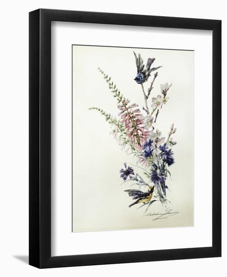 A Study of Heather, Cornflower, and Blossom-Madeleine Lemaire-Framed Giclee Print