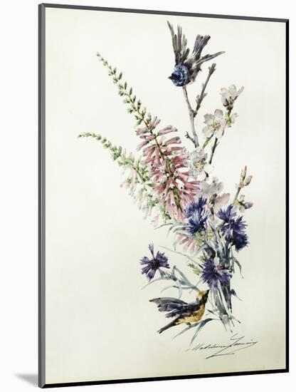 A Study of Heather, Cornflower, and Blossom-Madeleine Lemaire-Mounted Giclee Print