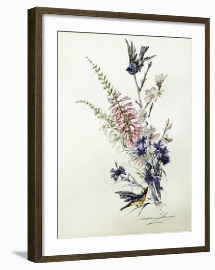 A Study of Heather, Cornflower, and Blossom-Madeleine Lemaire-Framed Giclee Print