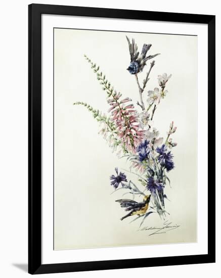 A Study of Heather, Cornflower, and Blossom-Madeleine Lemaire-Framed Giclee Print