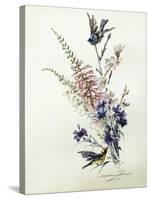 A Study of Heather, Cornflower, and Blossom-Madeleine Lemaire-Stretched Canvas