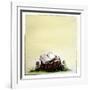 A Stump with Flowers Surrounding it with an Open Book on Top-Wendy Edelson-Framed Giclee Print