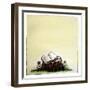 A Stump with Flowers Surrounding it with an Open Book on Top-Wendy Edelson-Framed Giclee Print