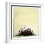 A Stump with Flowers Surrounding it with an Open Book on Top-Wendy Edelson-Framed Giclee Print