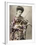 A Stunning Photographic Postcard Depicting a Young Japanese Girl Playing the Voilin-null-Framed Photographic Print