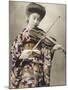 A Stunning Photographic Postcard Depicting a Young Japanese Girl Playing the Voilin-null-Mounted Photographic Print