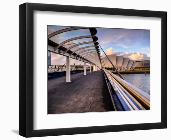 A Stunning Sunset over Bells Bridge, Glasgow, Scotland, United Kingdom, Europe-Jim Nix-Framed Photographic Print