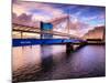 A Stunning Sunset over Bells Bridge, Glasgow, Scotland, United Kingdom, Europe-Jim Nix-Mounted Photographic Print