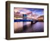 A Stunning Sunset over Bells Bridge, Glasgow, Scotland, United Kingdom, Europe-Jim Nix-Framed Photographic Print