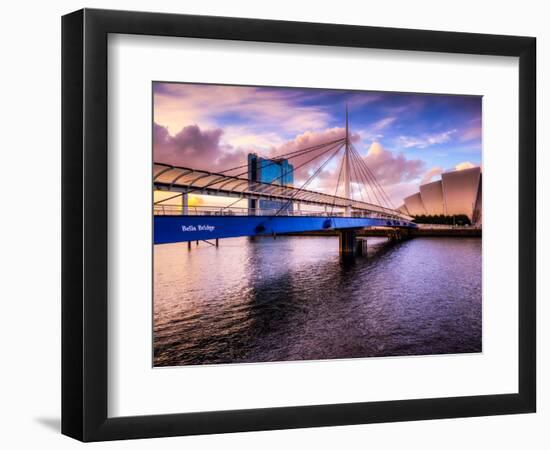 A Stunning Sunset over Bells Bridge, Glasgow, Scotland, United Kingdom, Europe-Jim Nix-Framed Photographic Print