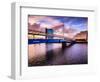 A Stunning Sunset over Bells Bridge, Glasgow, Scotland, United Kingdom, Europe-Jim Nix-Framed Photographic Print