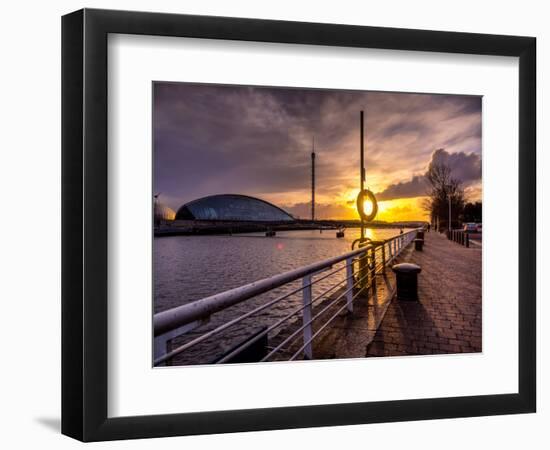A Stunning Sunset over the River Clyde, Glasgow, Scotland, United Kingdom, Europe-Jim Nix-Framed Photographic Print