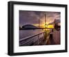 A Stunning Sunset over the River Clyde, Glasgow, Scotland, United Kingdom, Europe-Jim Nix-Framed Photographic Print