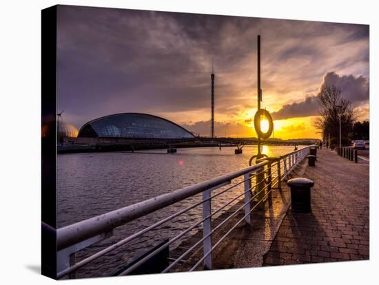 A Stunning Sunset over the River Clyde, Glasgow, Scotland, United Kingdom, Europe-Jim Nix-Stretched Canvas